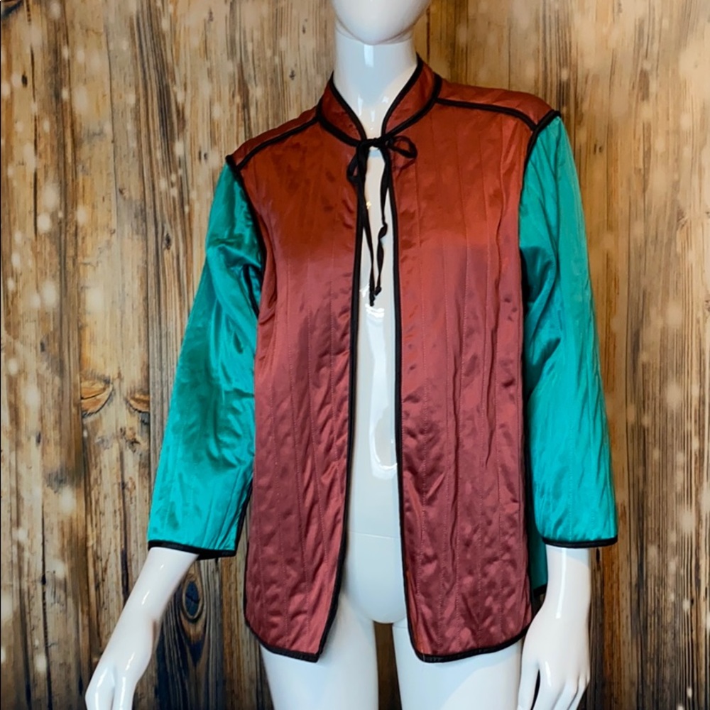 DVF Diane vin Furstenburg Vintage Teal & Pink Quilted Jacket